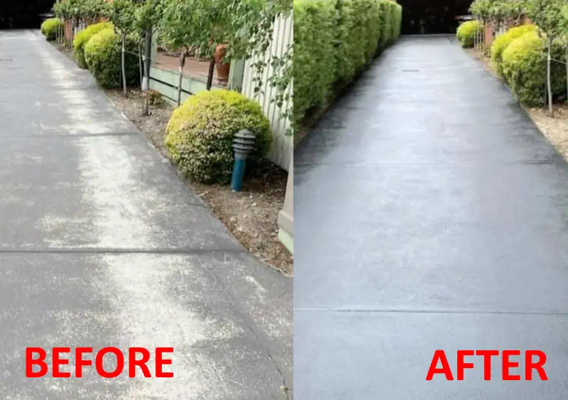 Before and after of driveway sealing in Darwin